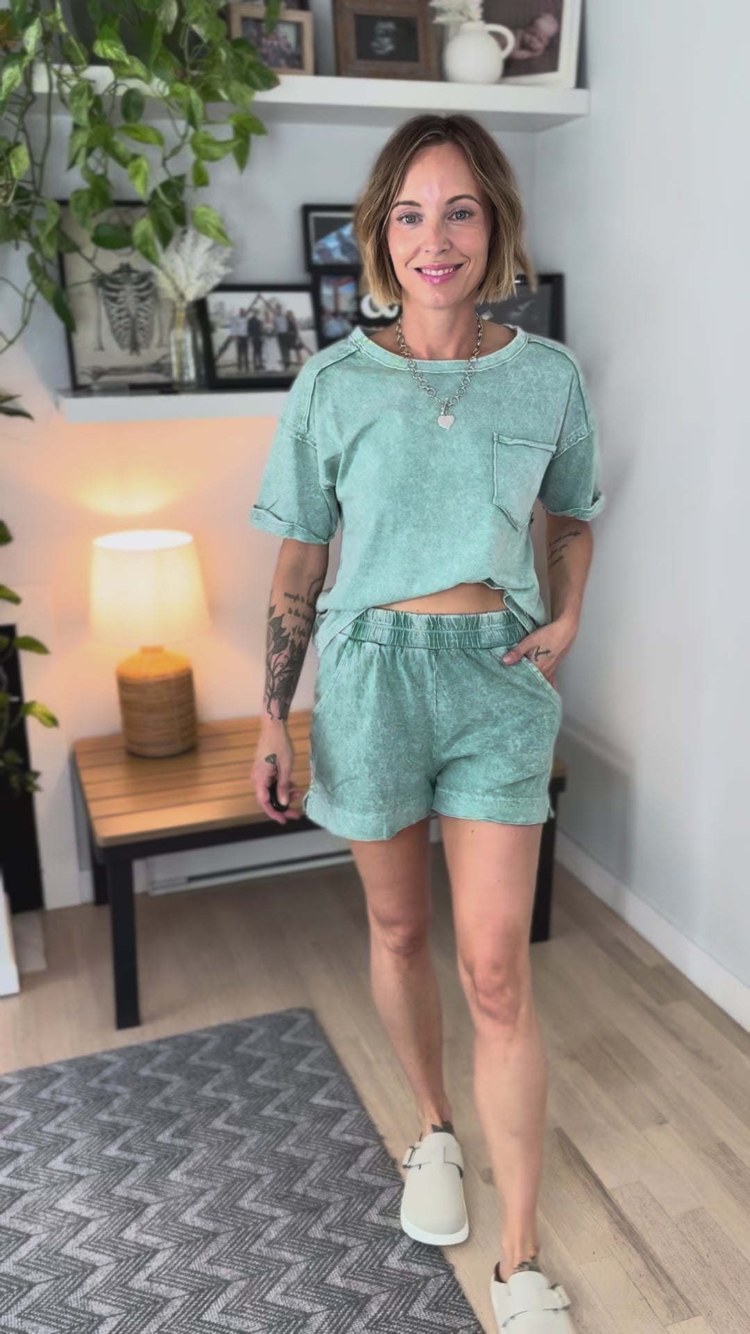 Toro Washed Cotton Shorts Set- DARK GREEN
