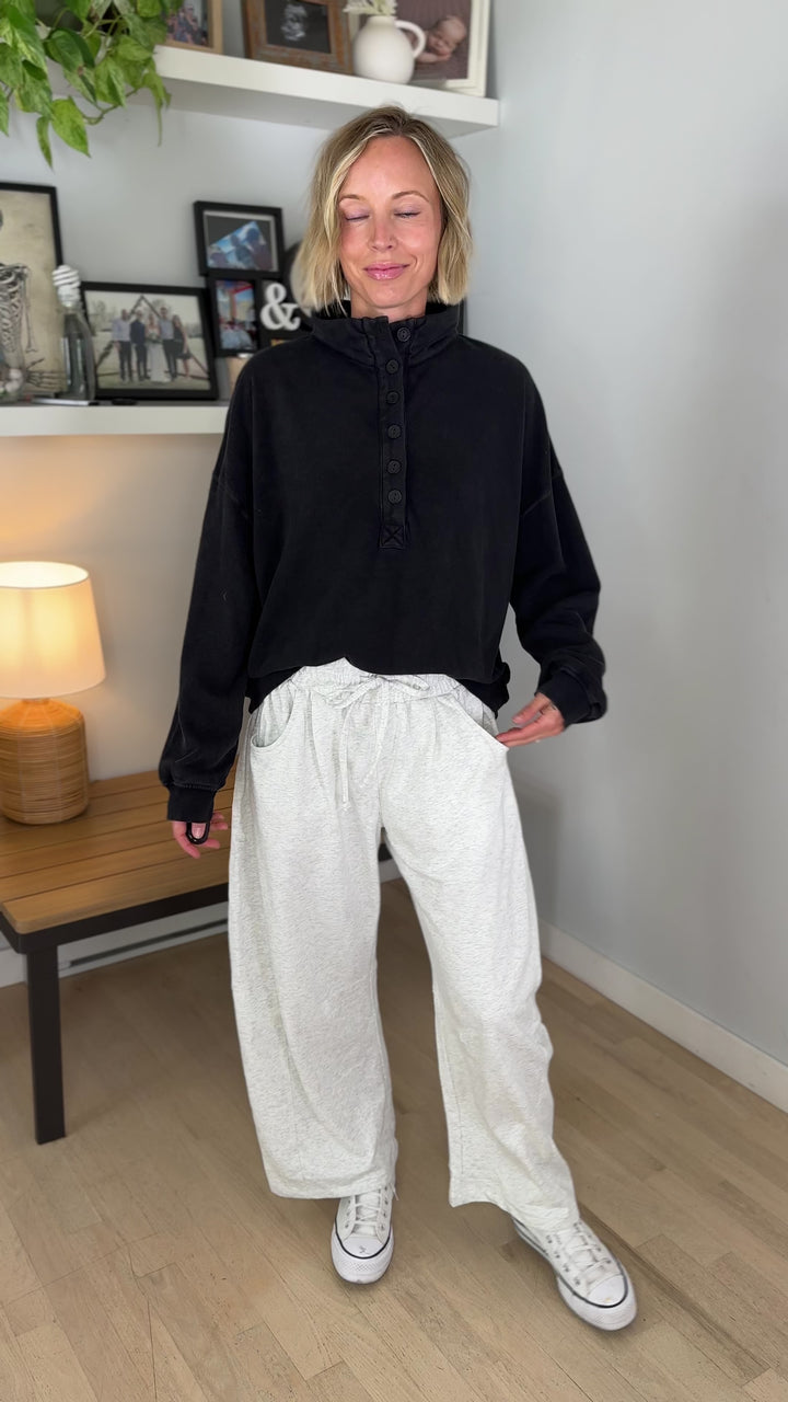 Winslow Button Up Pullover- BLACK